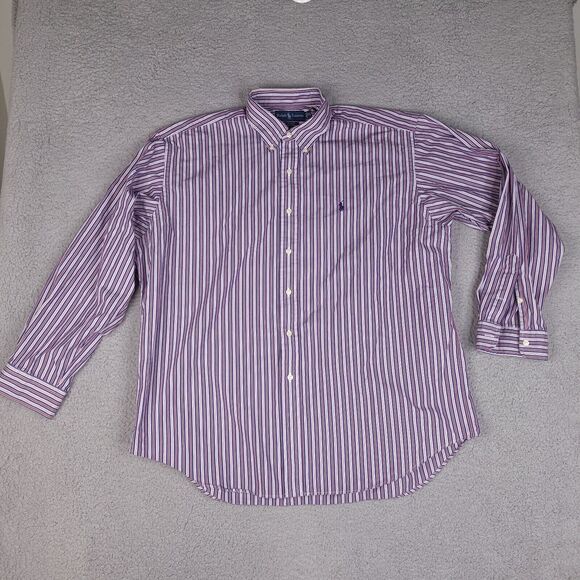 Vintage Ralph Lauren Shirt Mens XL Blue Red White Blake Striped Button Down - Picture 1 of 14